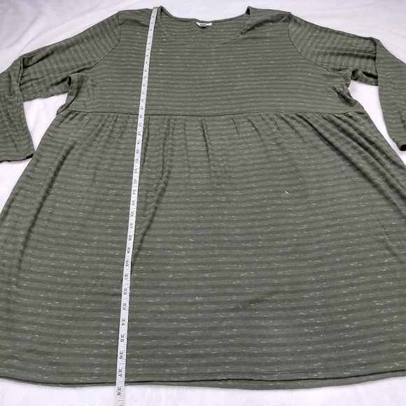 PURE JILL WOMEN'S OLIVE GREEN BABYDOLL LONG SLEEVE T-SHIRT DRESS TUNIC SIZE 3X - Picture 5 of 7